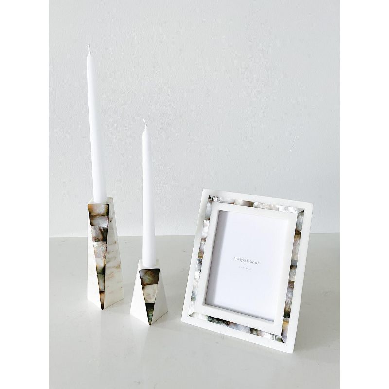 Grey Mother of Pearl White Marble Picture Frame - Anaya, 3 of 8