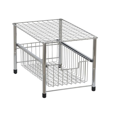 Household Essentials Single Pull-Out Basket Organizer Chrome