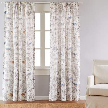 Mockingbird Toile Lined Curtain Panel with Rod Pocket - Levtex Home