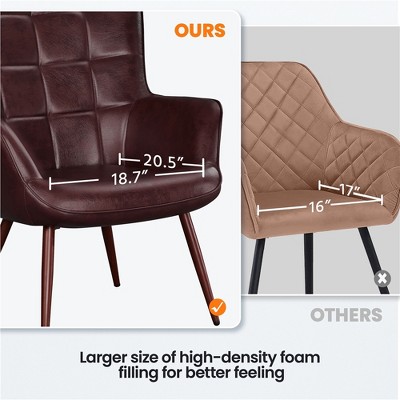 Chestnut Brown Faux Leather Wingback Accent Chair