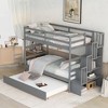 NicBex Twin over Twin Bunk Beds with Twin Trundle and Stairway Storage Function for Kids Teens Adults,Gray/White - 2 of 4