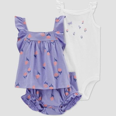 Image of Carter's Just One You®️ Baby Girls' Floral Top & Bottom Set - Lilac Purple 3M