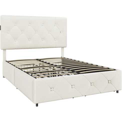 Yaheetech Full Storage Bed Frame With 4 Storage Drawers And Usb Ports ...