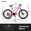 Gulches 24 inch Mountain Bike for Teenagers Girls Women,Shimano 21 Speeds with Dual Disc Brakes and 100mm Front Suspension, Pink - 3 of 4