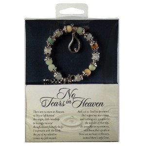 Dicksons 35-8090 No Tears In Heaven Teardrop One Size Genuine Beaded Stone Women's Charm Stretch Bracelet - 1 of 2