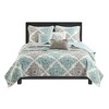Sapphtopaz 6 Pcs Transitional Printed Comforter Set, Bedding Set Features Small Leaf Print Quilt Set with Throw Pillows, Machine Washable - 2 of 4