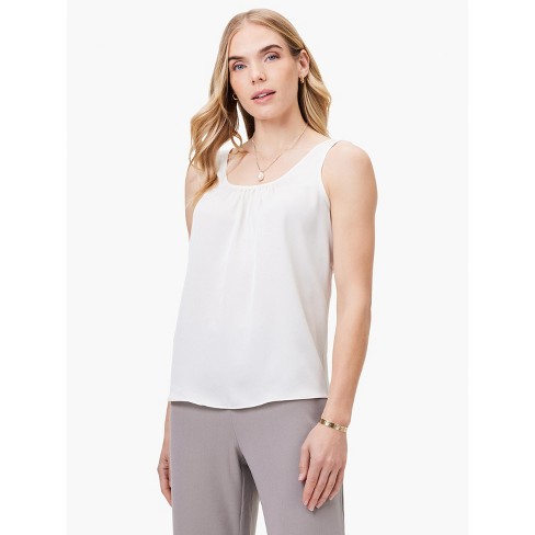 Nic + Zoe Women's Satin Chiffon Scoop Tank - Classic Cream, Xs