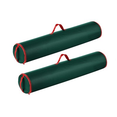 Wrapping Paper Storage Bag-Set of 2-Organize up to 40" Rolls of Gift Wrap-Zippered Canvas Tote- Upright, Hanging or Lay Flat by Hastings Home (Green)
