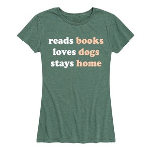 Women's - Instant Message - Books Dogs Home Short Sleeve Graphic T-Shirt - 1 of 4