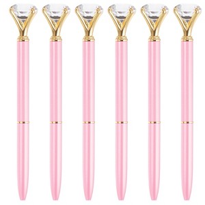 Unique Bargains Metal Sleek Design Medium Point Elegant Crystal Diamond Ballpoint Pen 6 Pcs - 1 of 4