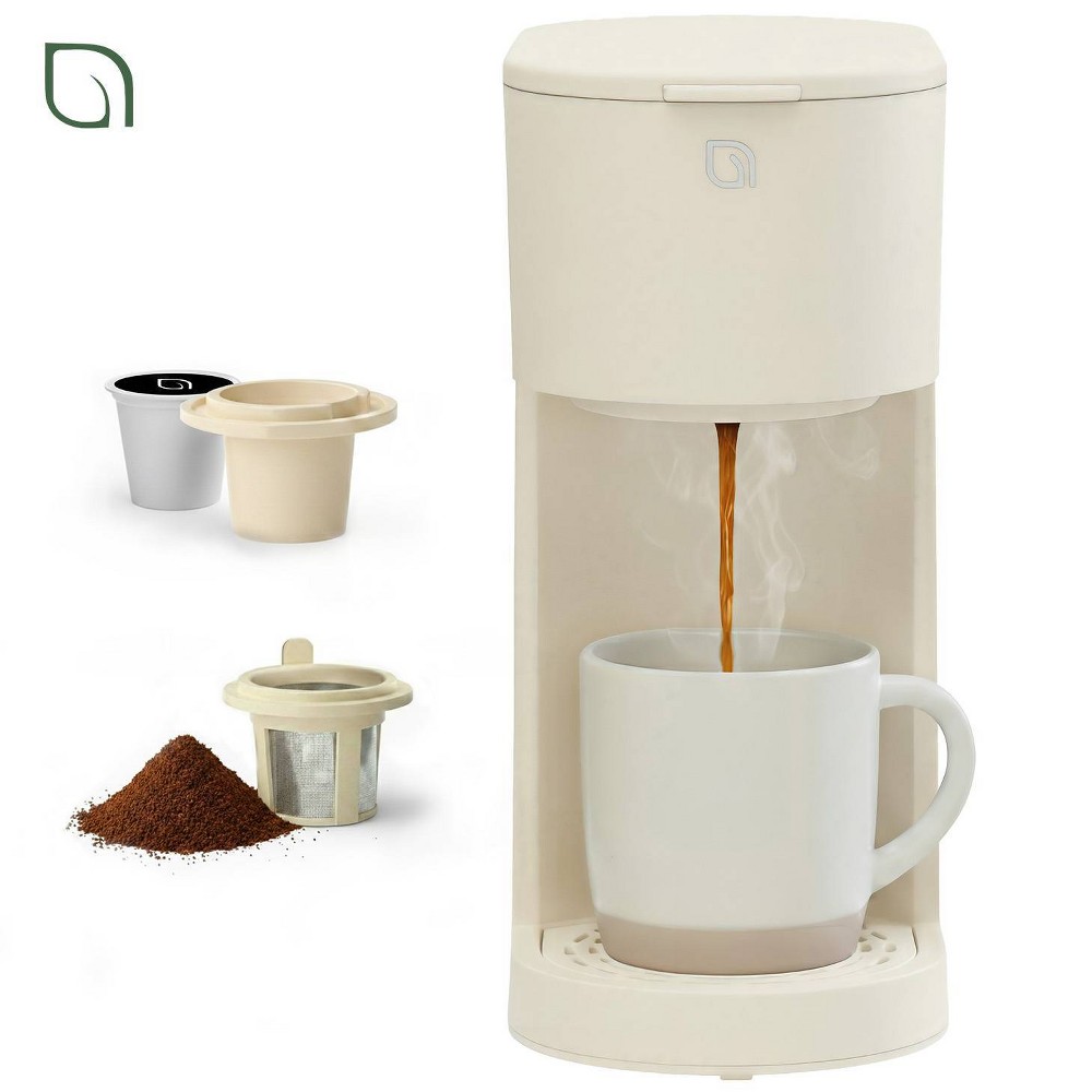 Willow Kitchen Single-Serve Coffee Maker Machine for Pods & Grounds with K Cup, Self Cleaning & Small Portable Coffee Maker White