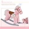 Adorable pink plush rocking horse for toddlers with realistic sounds, soft bear toy, and sturdy seat for safe, fun playtime. - 2 of 4