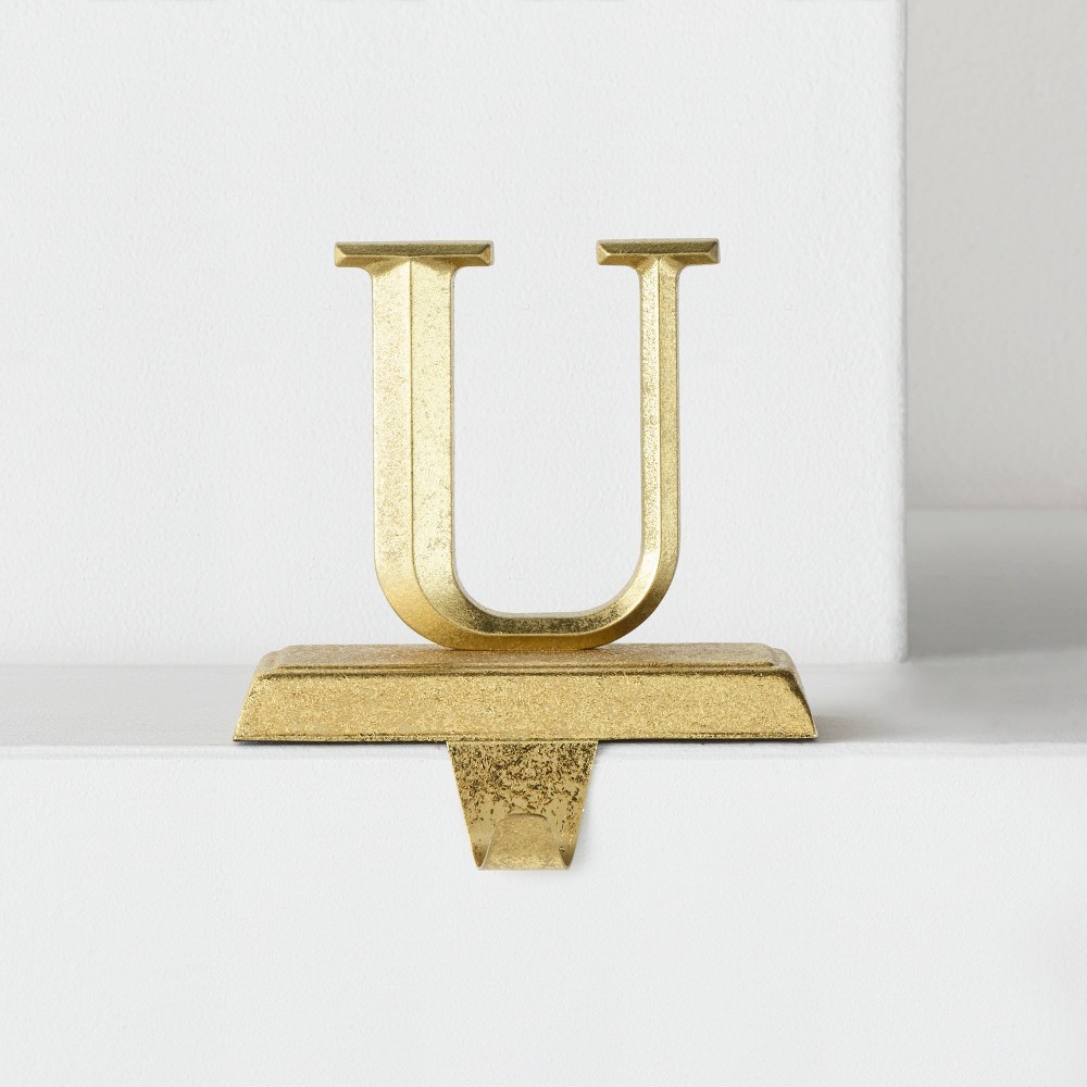 Monogram Christmas Stocking Holder Gold U - Wondershop