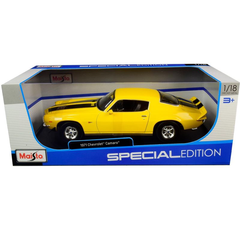 1971 Chevrolet Camaro Yellow with Black Stripes 1/18 Diecast Model Car by Maisto, 1 of 4