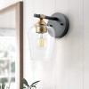 Dewdrop Industrial Matte Black Wall Light with Brass Finish and Clear Glass Shade for Bedroom Bathroom - 2 of 4
