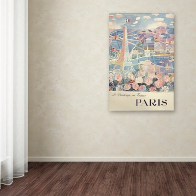 Vintage Paris Springtime Eiffel Tower Canvas Art