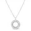 Haus of Brilliance Silver Prong-Set Diamond Accent Satin Finished Double Circle Pendant Necklace - 2 of 4