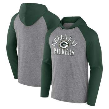 NFL Green Bay Packers Men's Gray Full Back Run Long Sleeve Lightweight Hooded Sweatshirt