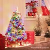 Tangkula 4.5/6/7 FT Pre-lit Artificial Christmas Tree, Snow-flocked Xmas Tree with 160/240/320 Multi-color LED Lights, 8 Lighting Modes - 3 of 4