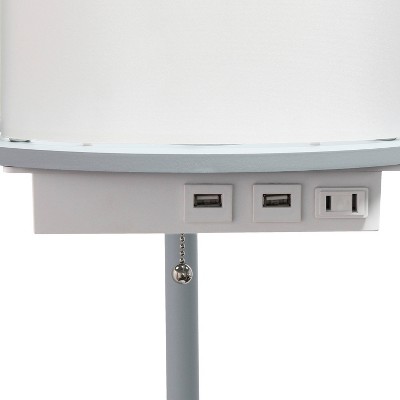 62.5" Gray Modern Shelf Etagere Floor Lamp with USB Ports
