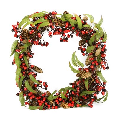 Northlight 24" Unlit Red/Black Berry and Pine Cone Artificial Christmas Wreath