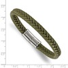 Chisel Stainless Steel Polished Braided Green Silicone 8" Bracelet - 4 of 4