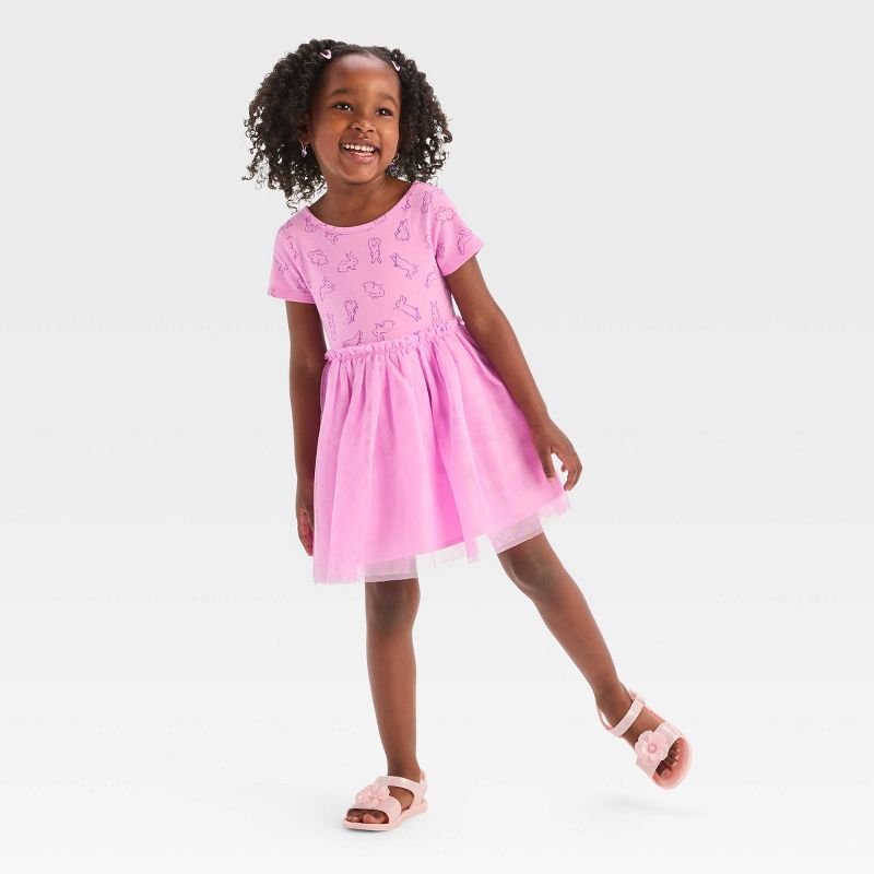  Toddler Girls' Bunny Tulle Dress - Cat & Jack™ Medium Lavender, 4 of 5