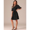 INSPIRE CHIC Women's Collar V Neck Belted Bubble Half Sleeve Tiered Above Knee Shirt Dress - 2 of 4