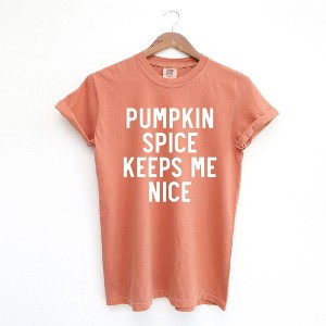 Simply Sage Market Women's Pumpkin Spice Keeps Me Nice Short Sleeve Garment Dyed Tee - 1 of 4