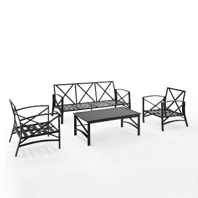 Oatmeal and Bronze 4-Piece Outdoor Sofa Set with Cushions