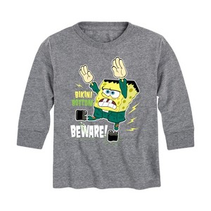 Boys' - SpongeBob SquarePants - Bikini Bottom Beware Long Sleeve Graphic T-Shirt - 1 of 4