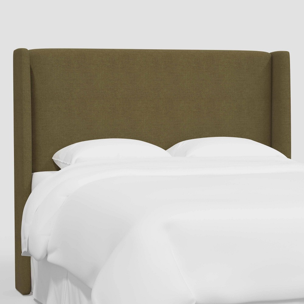 Queen Antwerp Wingback Headboard in Linen Olive - Threshold™: Pine Frame, Spot Clean, 1 Year Warranty