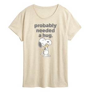 Women's - Peanuts - Snoopy Woodstock Need Hug Short Sleeve Graphic T-Shirt - 1 of 4