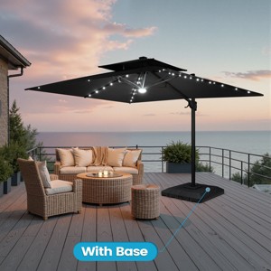 Crestlive Products 9'X11' Double Top Cantilever Umbrella UV30+ with Light and Base Outdoor 360 Rotation 6 Heights Adjustable Offset Umbrella - 1 of 4