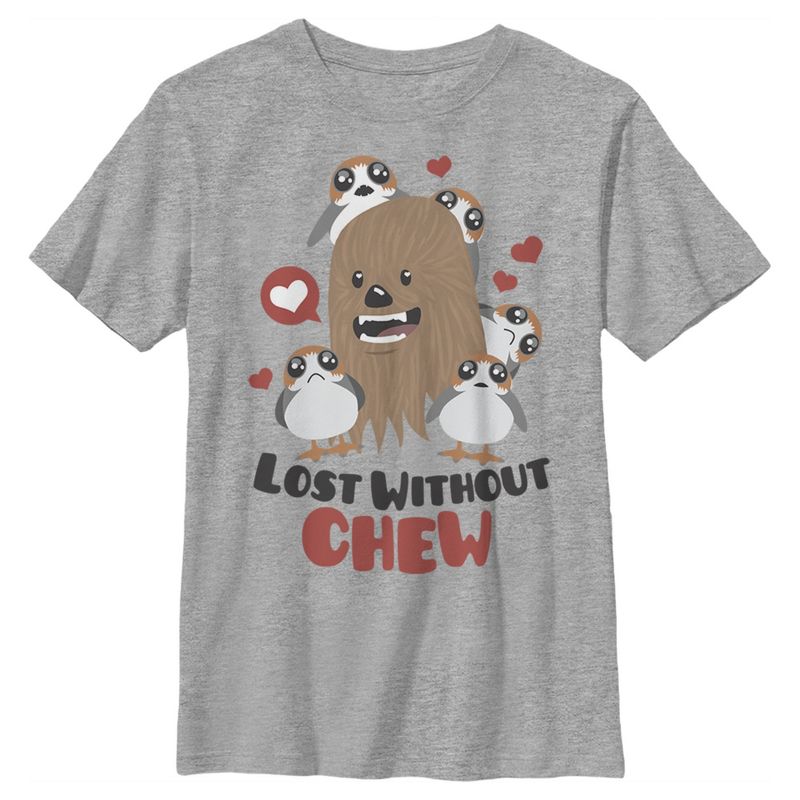 Boy's Star Wars Valentine's Day Lost Without Chew and Porgs T-Shirt, 1 of 6