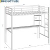 Acekool Twin Size Metal Loft Bed with Desk and Storage Shelves, Guardrail & Ladder, Space-Saving Bed for Kids Teens Adults, White/Black - 2 of 4