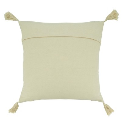 Black and Natural Whipstitch Banded Square Throw Pillow