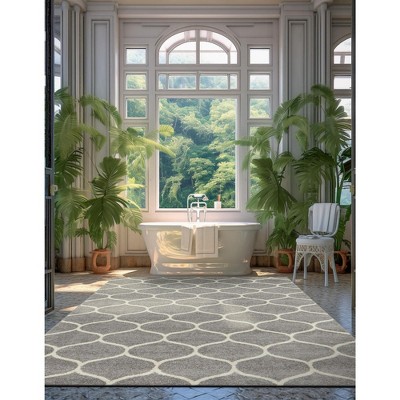 Light Gray Trellis Synthetic 8' x 10' Easy-Care Area Rug