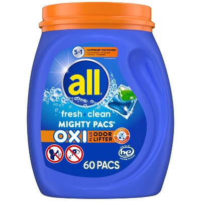 All Fresh Clean Oxi Odor Unit Dose Laundry Detergent - 60ct : Target