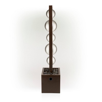 55" Silver and Brown Stainless Steel Column Fountain
