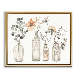 Stupell Industries Antique Floral Bouquets in Jars Floating Frame Canvas Art - 1 of 4