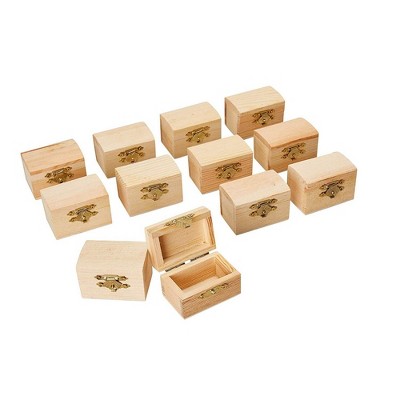 Juvale 12 Pack Unfinished Wood Jewelry Box 2.3" x 1.5" x 1.5", DIY Jewelry Box with Hinged Lid and Front Clasp for Art, Crafts, Home Storage
