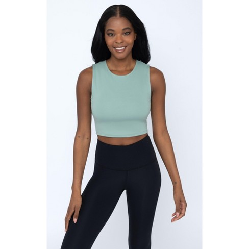 Yogalicious Sorority Girl Seamless Ribbed Button Henley Cropped Tank Top -  Weathervane - X Large : Target