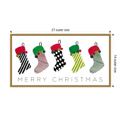 Festive Christmas Stockings Canvas Wall Art Print