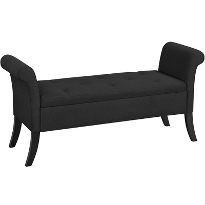 Yaheetech Modern Fabric Tufted Storage Ottoman Bench with Rolled Arms
