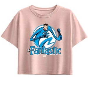 Girls' - Marvel - Fantastic Four Mr Fantastic Circle Short Sleeve Boxy Graphic T-Shirt - 1 of 1