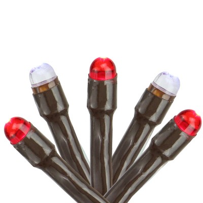 Northlight 2' x 8' Red and White Micro LED Net Style Tree Trunk Christmas Lights, Brown Wire