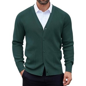 COOFANDY Men's Cardigan Sweaters with Button Lightweight Casual V Neck Long Sleeve Pockets Knitted Sweater - 1 of 4
