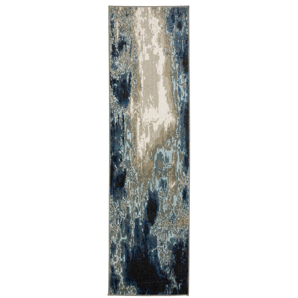 Photos - Area Rug 2'3"x7'6" Victor Contemporary Abstract Runner Rug Blue/Gray - Captiv8e Des