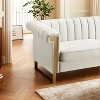 Mocamel Emerald Green Velvet Sofa with Gold Accents - Channel Tufted Mid-Century 3-Seate - 4 of 4
